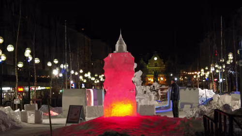 Umeå Eisskulpturen in Fußgängerzone von Umeå