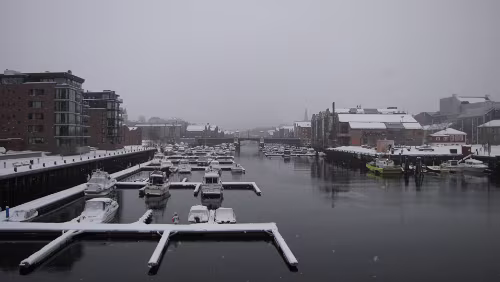 Trondheim – Mosjøen leichter Schneefall in Trondheim