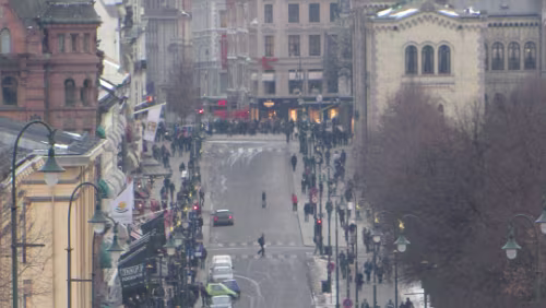 Geilo – Oslo Blick vom Königlichen Schloss auf die Karl Johans gate
