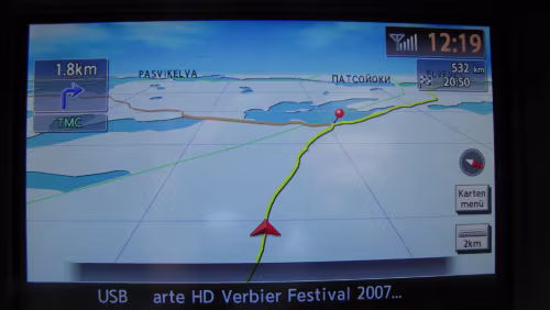 Vadsø – Kirkenes – Grense Jakobselv – Rovaniemi Die grüne Linie auf dem Navi zeigt die Grenze zu Russland