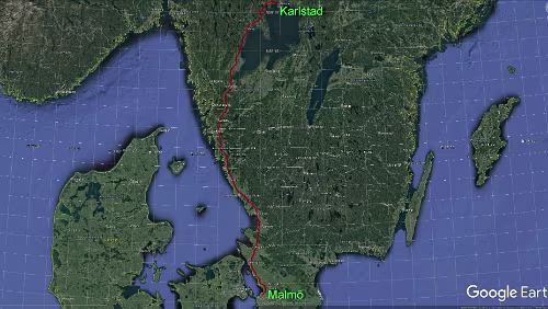 Malmö – Karlstad Malmö – Göteborg – Karlstad, ‚Clarion Hotel Plaza‘, 5 Std. 36 Min. (516 km), über E45