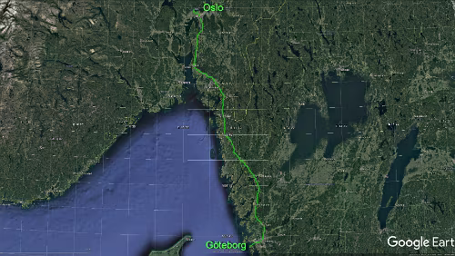 Oslo – Göteborg Fr 10.02.2017 Oslo – Göteborg, 3 Std. 14 Min. (306 km), über E6