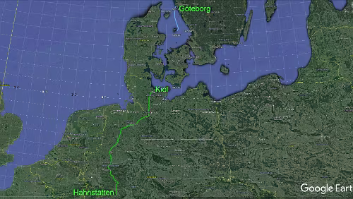Kiel – Hahnstätten Sa 11.02.2017 Kiel – Hahnstätten, 6 Std. 42 Min. (608 km), über A7, Schnellste Route
