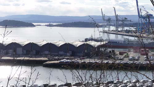 Malmö – Oslo Erste Blicke von der Unterkunft auf den Oslofjord