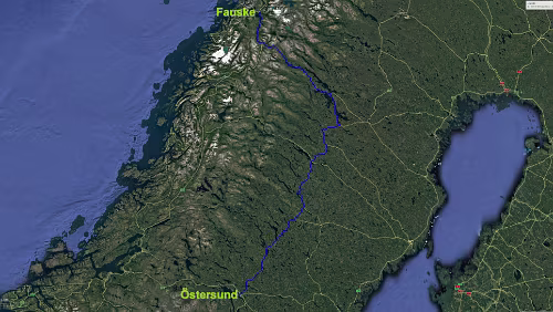 Östersund – Fauske Di 30.01.2018 Östersund – Vilhelmina – Storuman – Sorsele – Arjeplog – [NORGE] – Storjord – Fauske, ‚Scandic Östersund‘, 8 Std. 12 Min. (669 km) / Karte