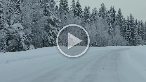 Östersund – Fauske Viel Schnee. LKW überholen. Auto-Transporter mit deutschen Test-Autos