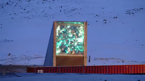 „Longyearbyen in a nutshell“ Tour Svalbard globale frøhvelv er en frøbank i fjellet Platåberget, i nærheten av Longyearbyen på Spitsbergen, Svalbard. Leider wird dort gebaut und man kommt näher...