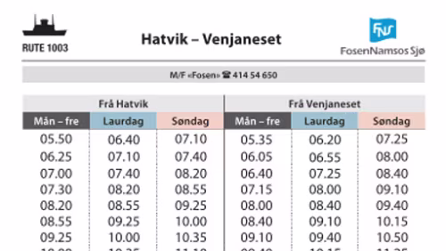 Fähren Hatvik - Venjaneset