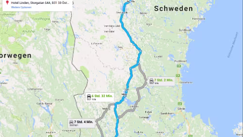 Tagestour Mo 29.01.2018 Kristinehamn – Malung – Sveg – Östersund, ‚Hotell Linden‘, 6 Std. 44 Min. (531 km) / Karte Hotell Linden, Storgatan 64, 831 31 Östersund,...