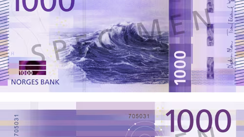 Seddel Ny 1000-kroneseddel, Utgave VIII, Planlagt utgitt 4. kvartal 2019, © Norges Bank