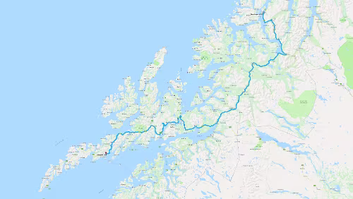 Tromsø – Svolvær Mo 04.02.2019 Tromsø – Svolvær (33 AQ43) / 6 Std. 0 Min. (424 km) Karte / Karte