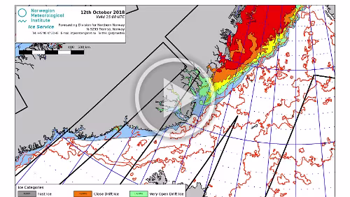 Eiskarten Eiskarten als Video, Denmark Strait , Quelle: Norwegian Ice Service - MET Norway