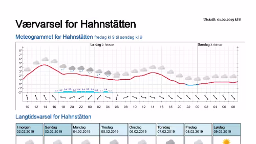 Wettervorhersagen vom 01.02.2019 Værvarsel for - Hahnstätten, Rheinland-Pfalz (Tyskland)