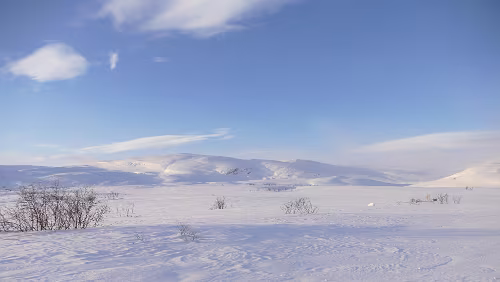 Tromsø – Vuollerim Kurz vor der Grenze, sie verläuft in 200m, das Wetter ist fantastisch