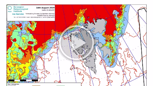 Eiskarten Eiskarten als Video, der Fram Strait , Quelle: Norwegian Ice Service - MET Norway