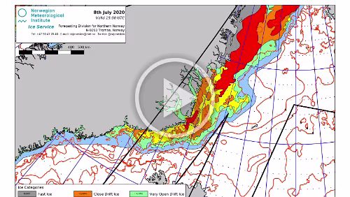 Eiskarten Eiskarten als Video, Denmark Strait , Quelle: Norwegian Ice Service - MET Norway