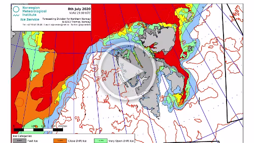 Eiskarten Eiskarten als Video, der Fram Strait , Quelle: Norwegian Ice Service - MET Norway