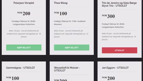 PolarJazz 2021 Bereits am ersten Tag (20.01.2021) sind 4 Veranstaltungen ausverkauft, es gibt auch nicht sonderlich viele Tickets.