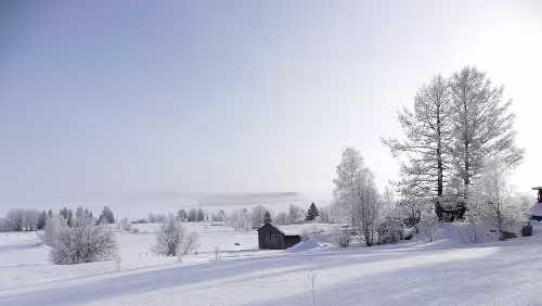 Östersund – Vuollerim Nebel und Sonne kämpfen.
