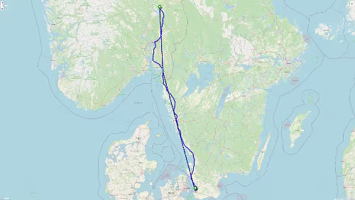 Hamar – Malmö Fahrt streng nach Plan.