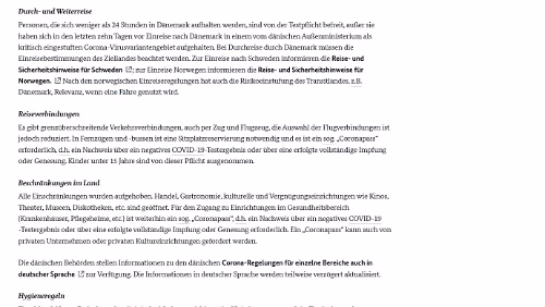 Corona Dänemark Reise- und Sicherheitshinweise (COVID-19-bedingte Reisewarnung) Stand 28.02.2022