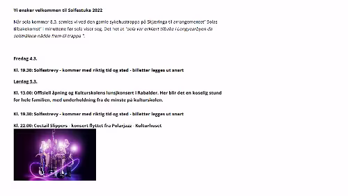 Solfestuka Programm vom 11.02.2022