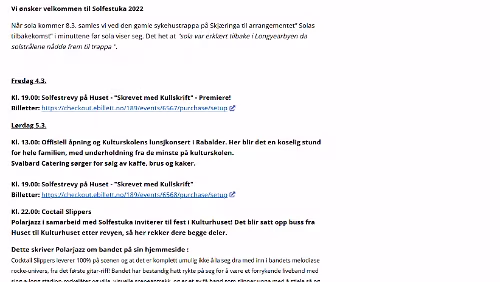 Solfestuka Programm vom 22.02.2022