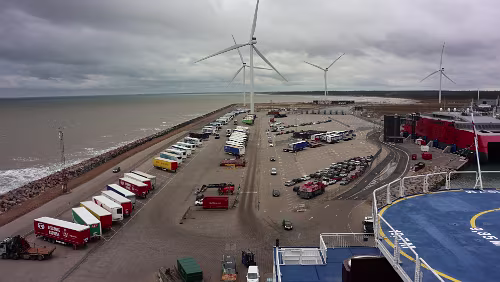 Hirtshals, an Bord der MS Norröna Letzter Blick auf Hirtshals.