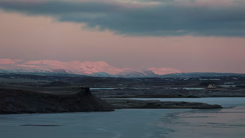Mývatn See, Gelände, Berge.