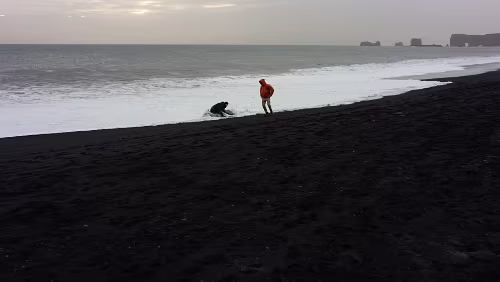 Reykjavík – Vík í Mýrdal Und da liegt er im Wasser, der dumme Homo Sapiens und der zweite seiner Gattung, vermutlich der Partner, steht neben dran und hat die Hände im Hosensack. Herr...