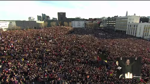 Island in den Medien Kundgebung in Reykjavík.
