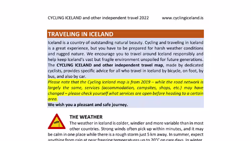 Karte CYCLING ICELAND and other independent travel