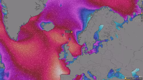Wettervorhersage Keine Ahnung wo genau die Route zwischen Hirtshals und Tórshavn verläuft aber mit Sicherheit da wo es hier auf der Aufnahme richtig zur Sache ging.
