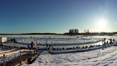 Sunne – Östersund In Mora, der „Siljan“ ist zugefroren. Panorama
