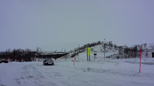 Bodø – Saltfjellet – Mosjøen Üblicher Halt am nördlichen „bom“.
