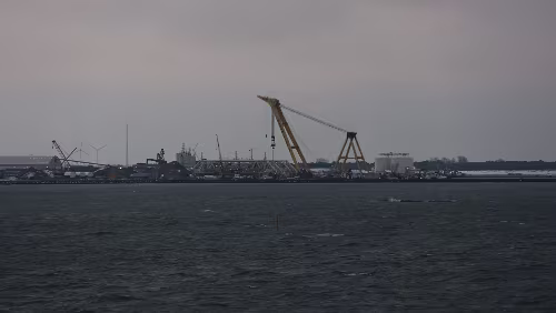 Hahnstätten – Puttgarden – – Rødby – Helsingør Die Baustelle auf der dänischen Seite.