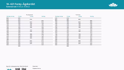 18-421 Forøy-Ågskardet Sommerrute 01.06.22-31.08.22 18-421 Forøy-Ågskardet Sommerrute 01.06.22-31.08.22