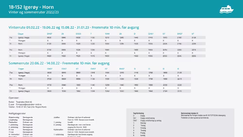 18-152 Igerøy-Horn Vinter og sommerruter 2022 18-152 Igerøy-Horn Vinter og sommerruter 2022
