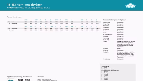 18-153 Horn-Andalsvågen Vinterrute 01.02.2022-05.06.2022 og 29.08.2022-31.01.2023 18-153 Horn-Andalsvågen Vinterrute 01.02.2022-05.06.2022 og 29.08.2022-31.01.2023
