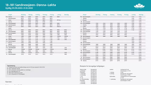 18-181 Sandnessjøen-Dønna-Løkta 01.09.2022-31.12.2022 18-181 Sandnessjøen-Dønna-Løkta 01.09.2022-31.12.2022