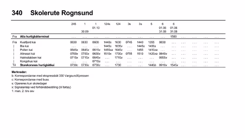 Hurtigbåt - 340 Rognsundruta Hurtigbåt - 340 Rognsundruta